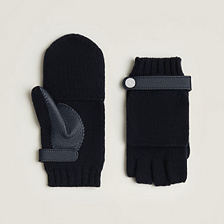 HERMES リオネル lionel カシミヤ ネイビー ニット レザー 手袋 Lionel mittens | Hermès Finland